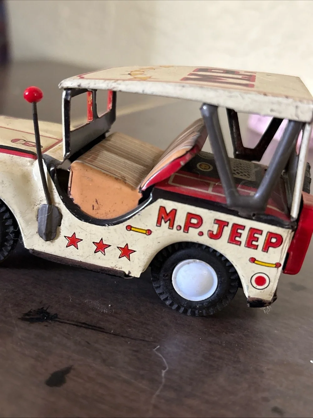 Vintage Toy M.P.  Jeep SSS Japan 1950s Tin Litho Friction Powered